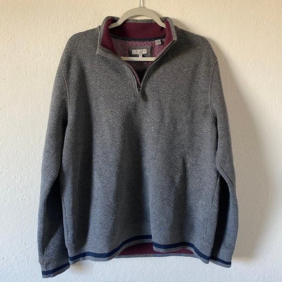 Ted Baker London Mens Sweater Zip Pullover Size 6 Gray Collar Winter Casual - Picture 1 of 11